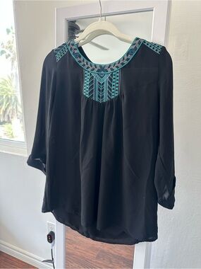 Skies Are Blue Embroidered Boho Blouse – Women’s Medium